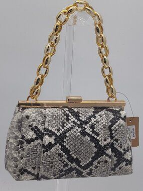 Hello 3am Exotic Luxe Snake Print Chain Bag - Silver Python